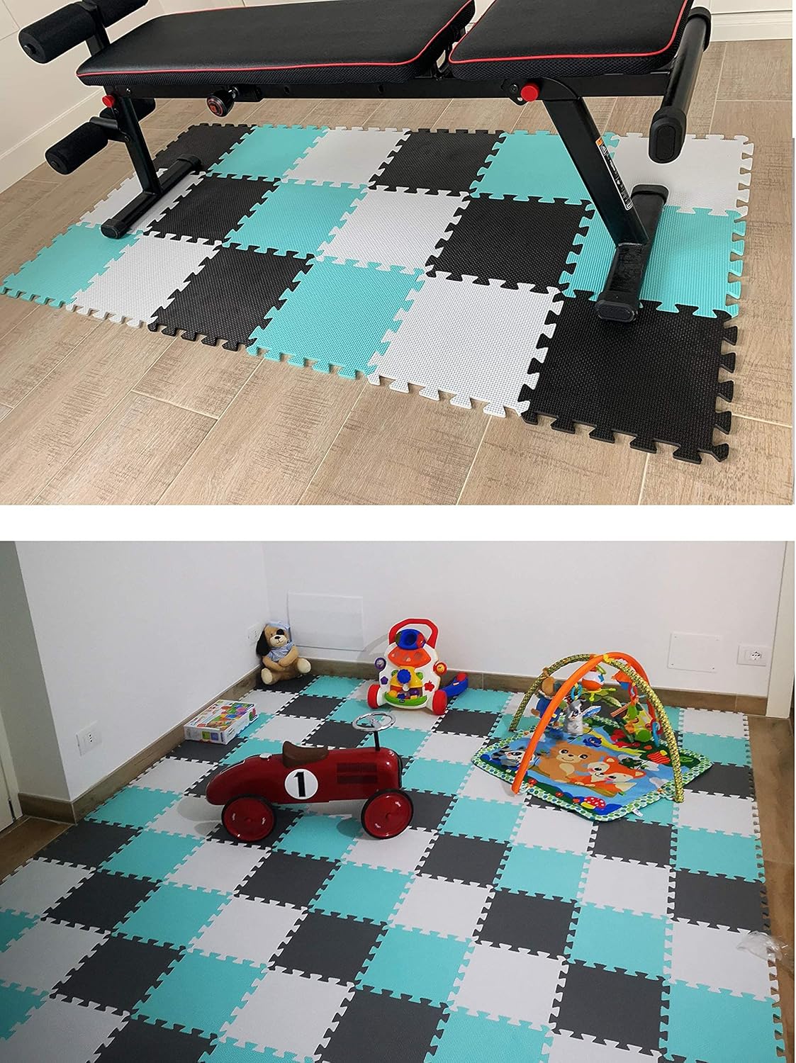 MQIAOHAM® 25 Pieces Puzzle Play Mats, Soft Baby Play Mat, Kids Interlocking Foam Floor Tiles, Toddlers Carpet Playmats G301025-101104107