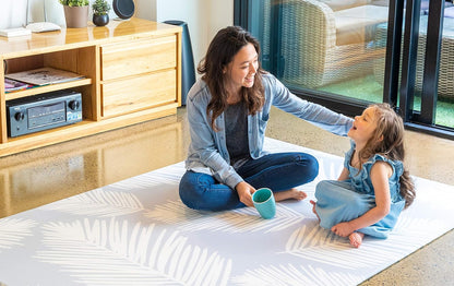 Cushmat Stylish Reversible Foam Play Mat (Large, Alpha - Palm Gray) - Soft, Waterproof, Durable Play mat for Infants, Babies, Toddler, Kids & Grownup - 6.5ft x 4.5ft