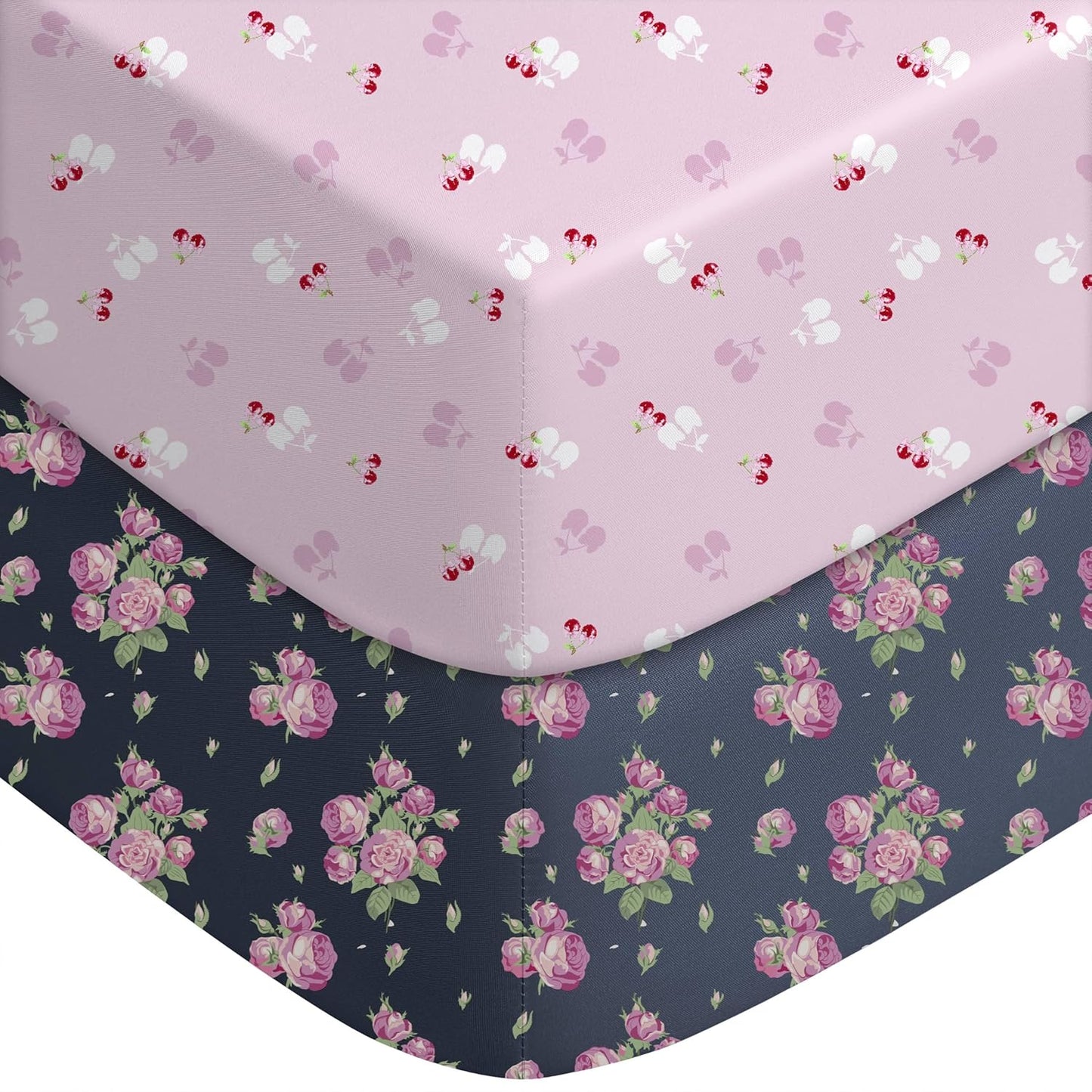 Yoofoss Pack and Play Sheets Fitted, Mini Crib Sheets 2-Pack for Pack N Play Mattress, Stretchy