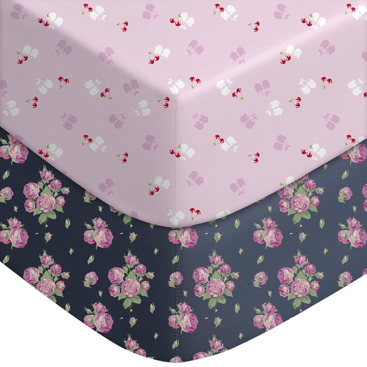 Yoofoss Pack and Play Sheets Fitted, Mini Crib Sheets 2-Pack for Pack N Play Mattress, Stretchy