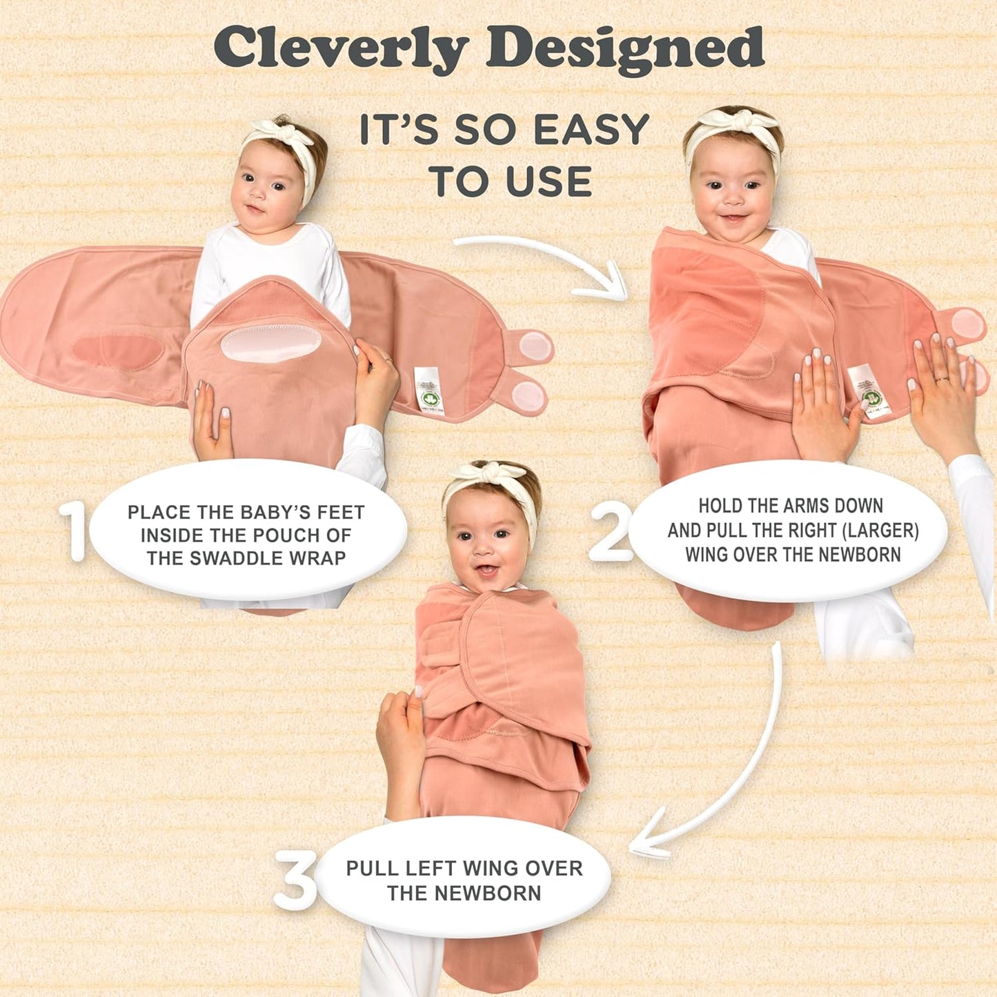 Bublo Baby Swaddles for Newborns – 3-Pack Infant Swaddles 0-3 Months – Adjustable Swaddle Sleep