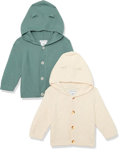 Amazon Essentials Unisex Babies' Hooded Sweater, Pack of 2