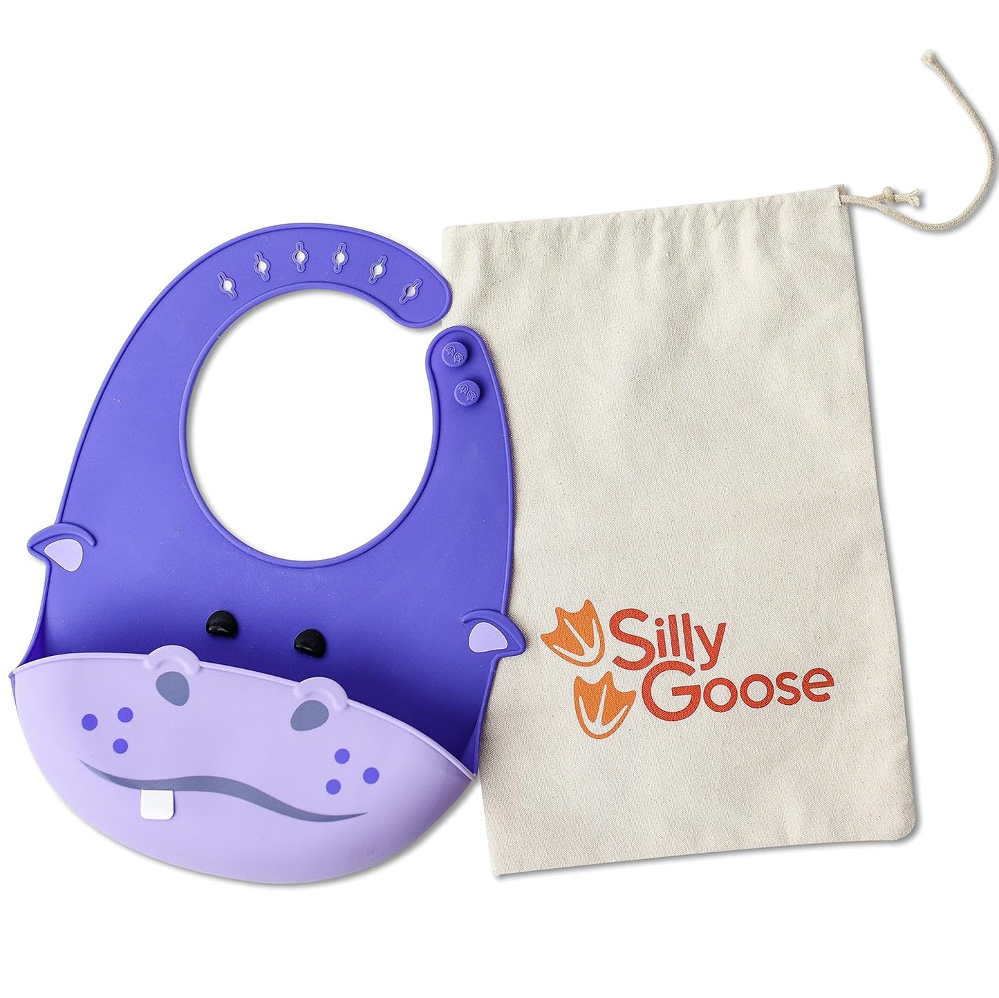 Silly Goose Silicone Animal Baby Bibs for Babies and Toddlers, Waterproof, Adjustable, Soft, Extra