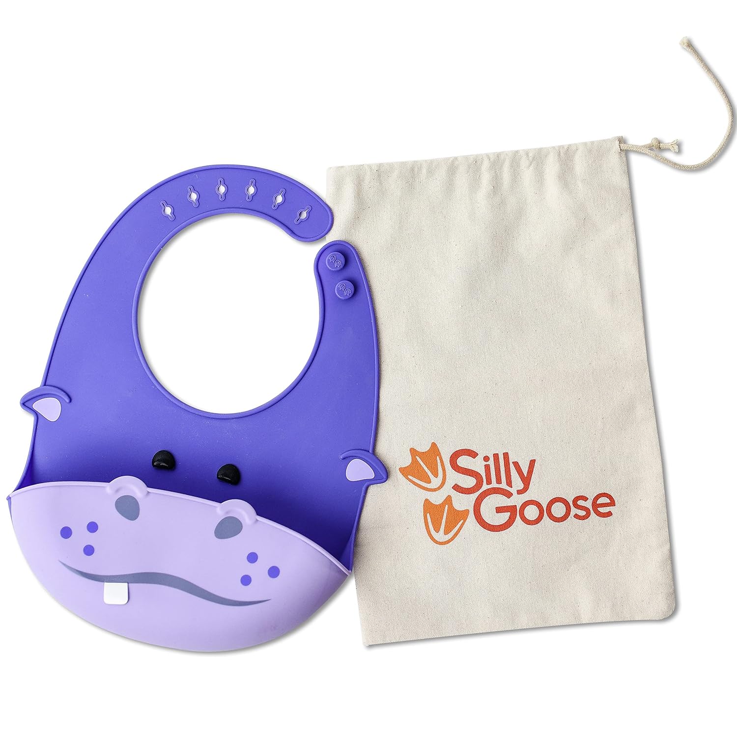 Silly Goose Silicone Animal Baby Bibs for Babies and Toddlers, Waterproof, Adjustable, Soft, Extra