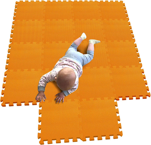 MQIAOHAM® 18 Pieces Puzzle Play Mats, Soft Baby Play Mat, Kids Interlocking Foam Floor Tiles, Toddlers Carpet Playmats G301018-102