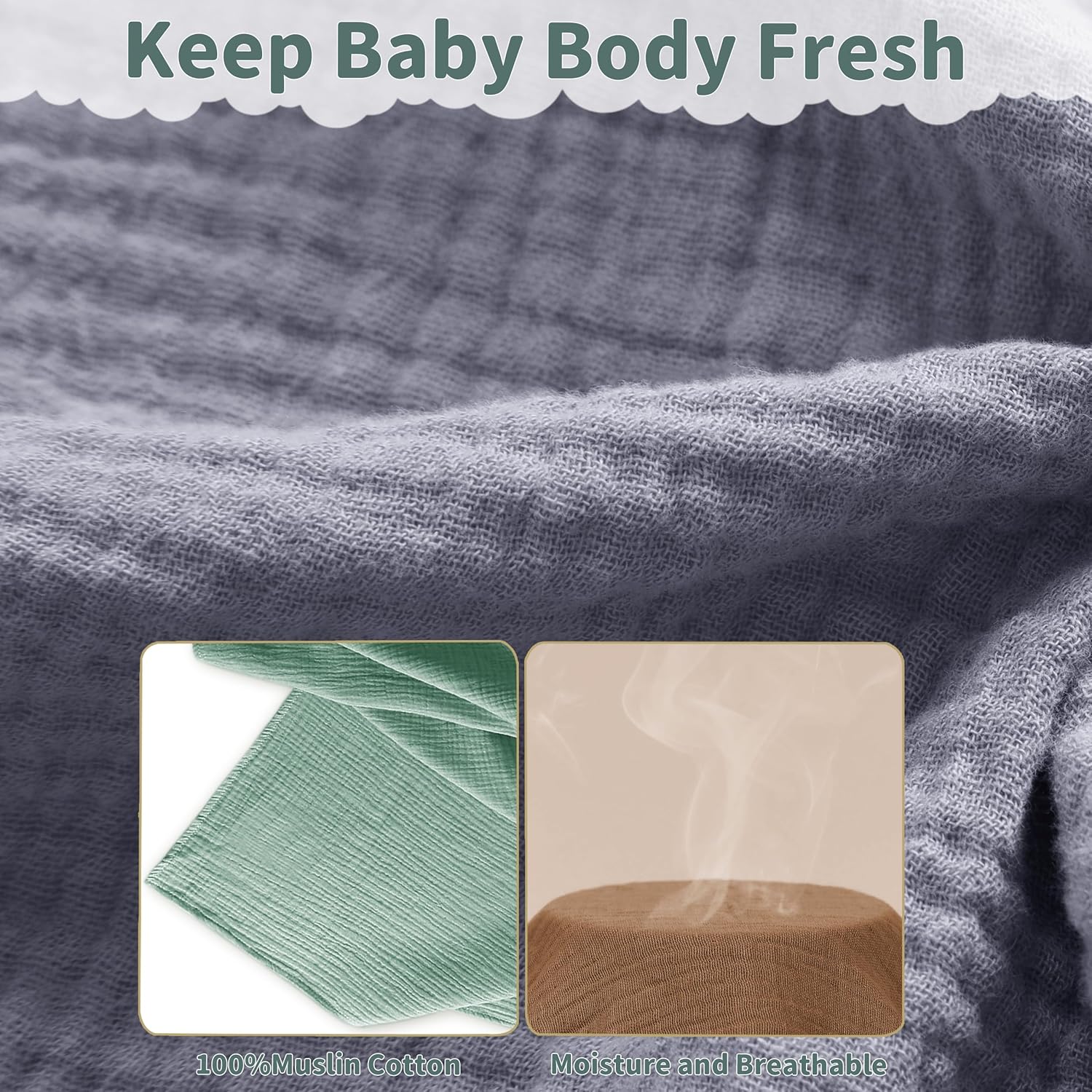 Muslin Swaddle Blankets for Newborn, 2 Pack Breathable Soft Receiving Blanket, Large 41 x 41 inches