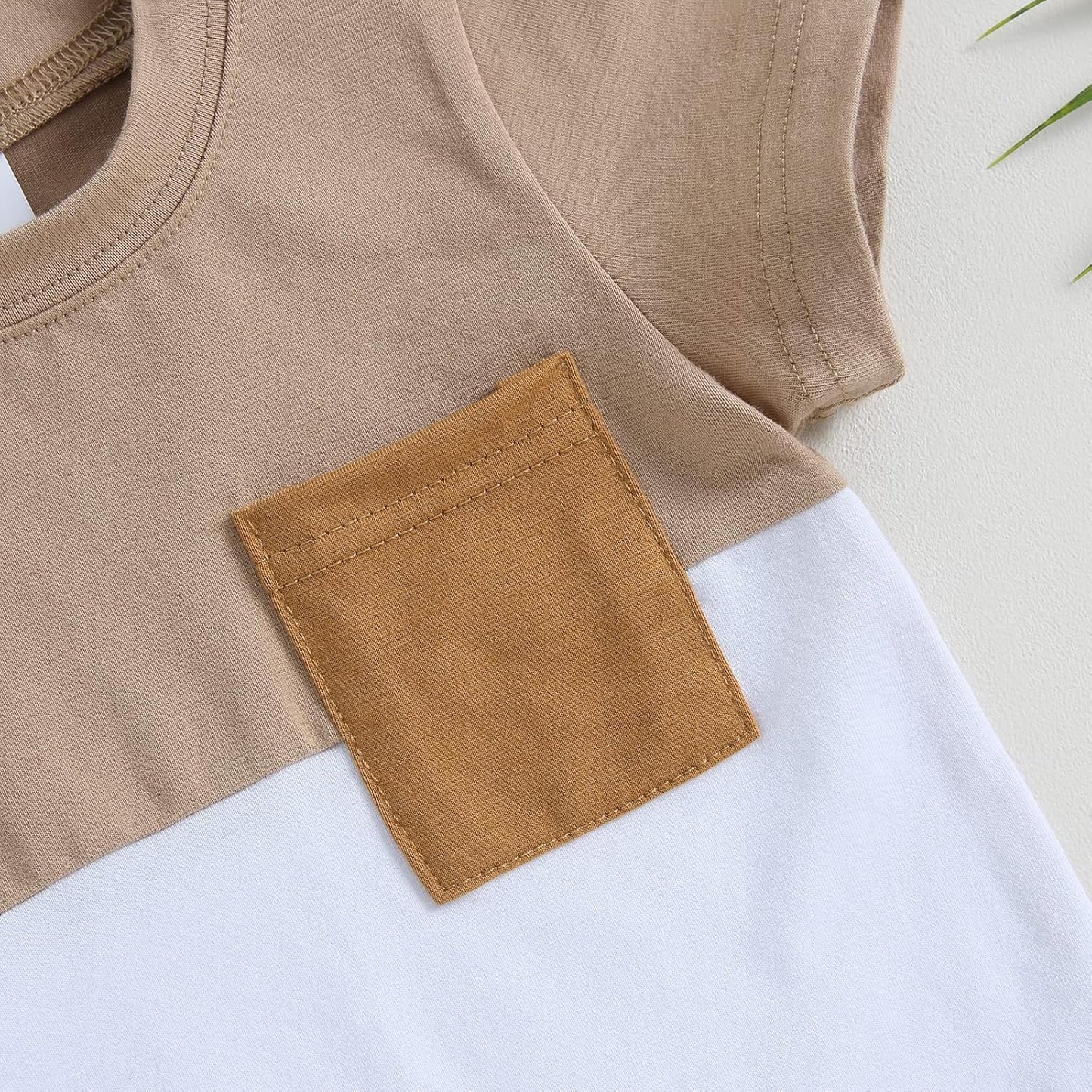 fhutpw Baby Toddler Boy Clothes Summer Outfits 6 12 18 24 Months Patchwork Short Sleeve T Shirt & Shorts Sets with Pockets