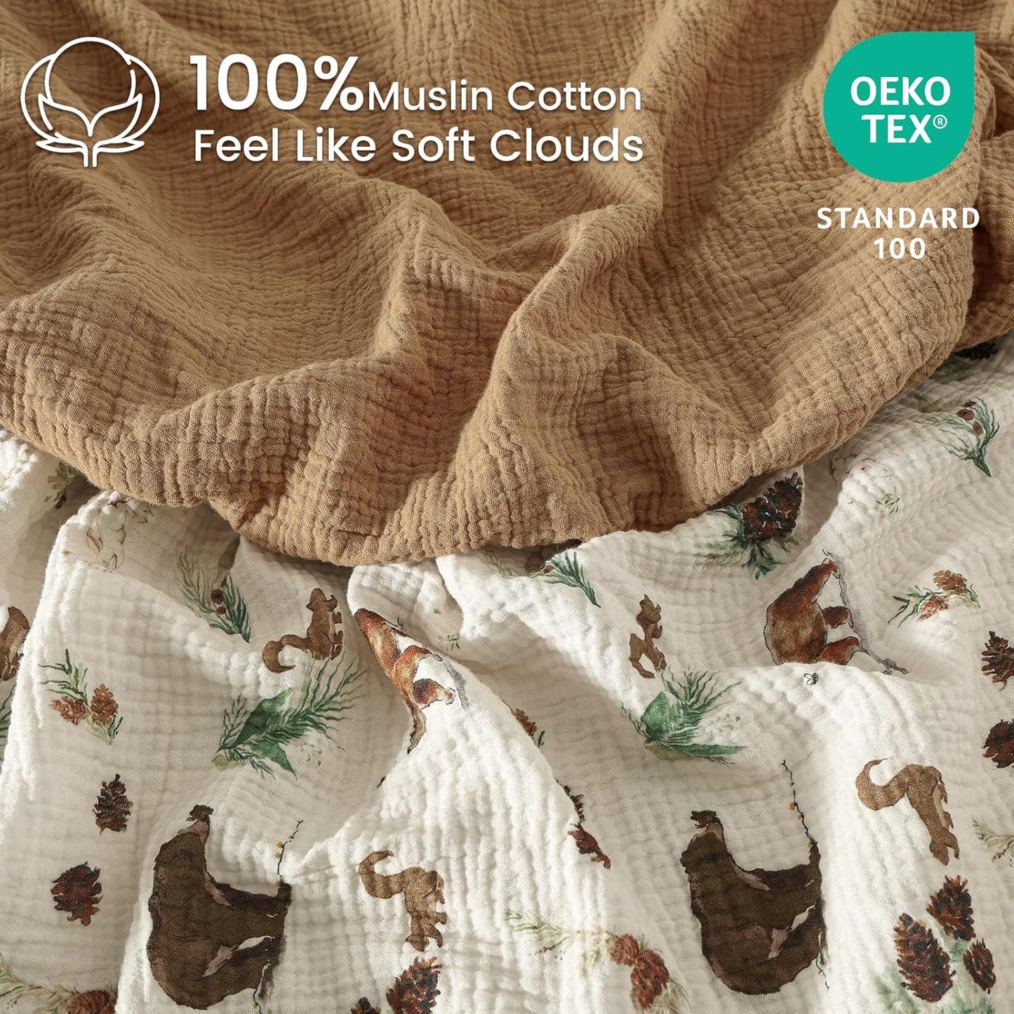 david's kids Muslin Crib Sheets for Boys Girls, 2 Pack 100% Cotton Soft Breathable Fitted Baby