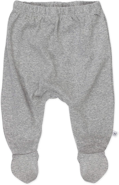 HonestBaby 3-pack Footed Pants Roomy Fit Pull on Bottoms 100% Organic Cotton for Infant Baby Boys, Girls, Unisex