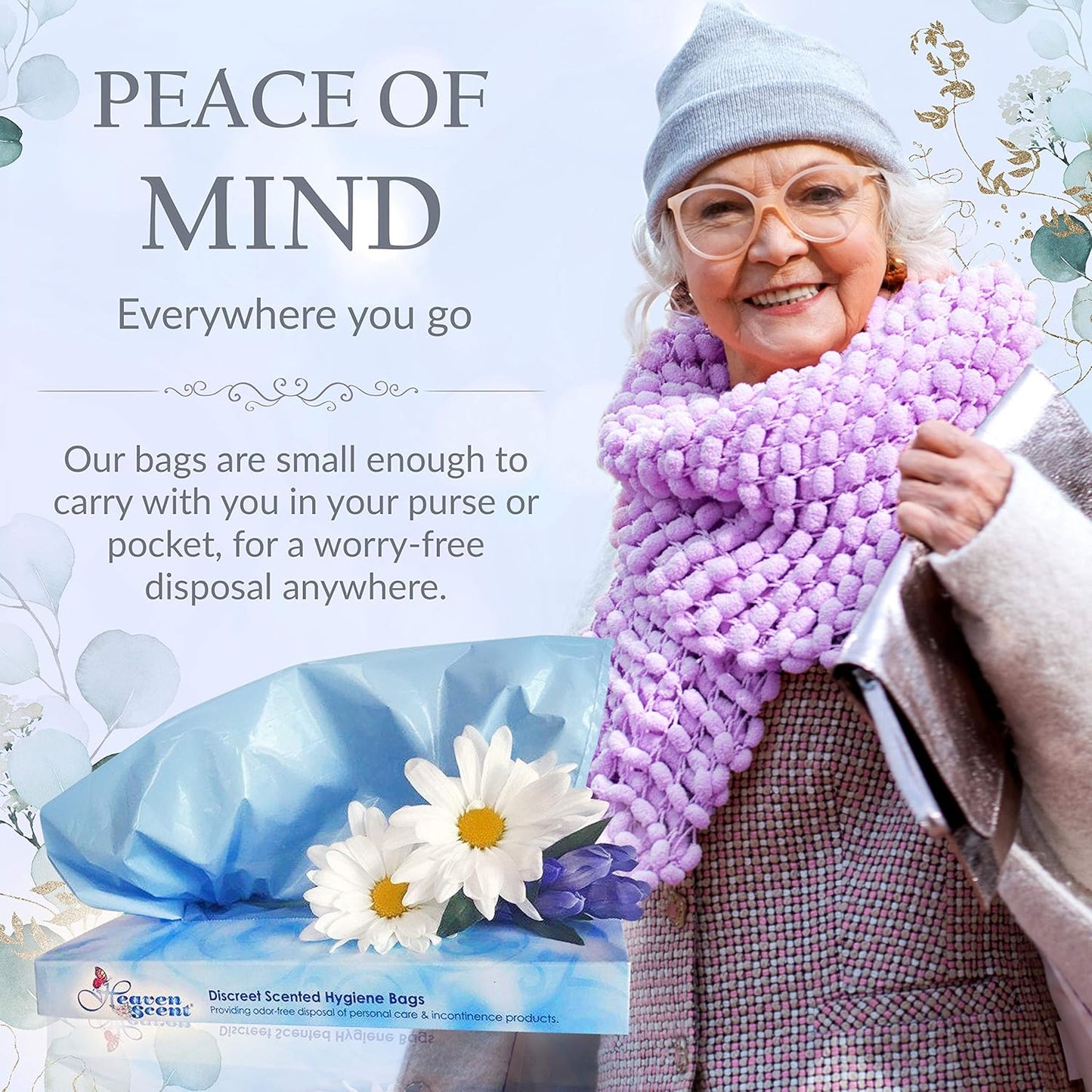 Heaven Scent Hygiene Bags 1.5MIL ULTRA-THICK Discreet Waste Disposal | Made in the USA | Mild Baby Powder Scented Trash Bags for Adult Briefs & Feminine Products - Large, 35 Bags