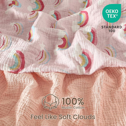 david's kids Muslin Mini Crib Sheets, 2 Pack Cotton Pack N Play Sheets for Boys Girls Neutral, Soft