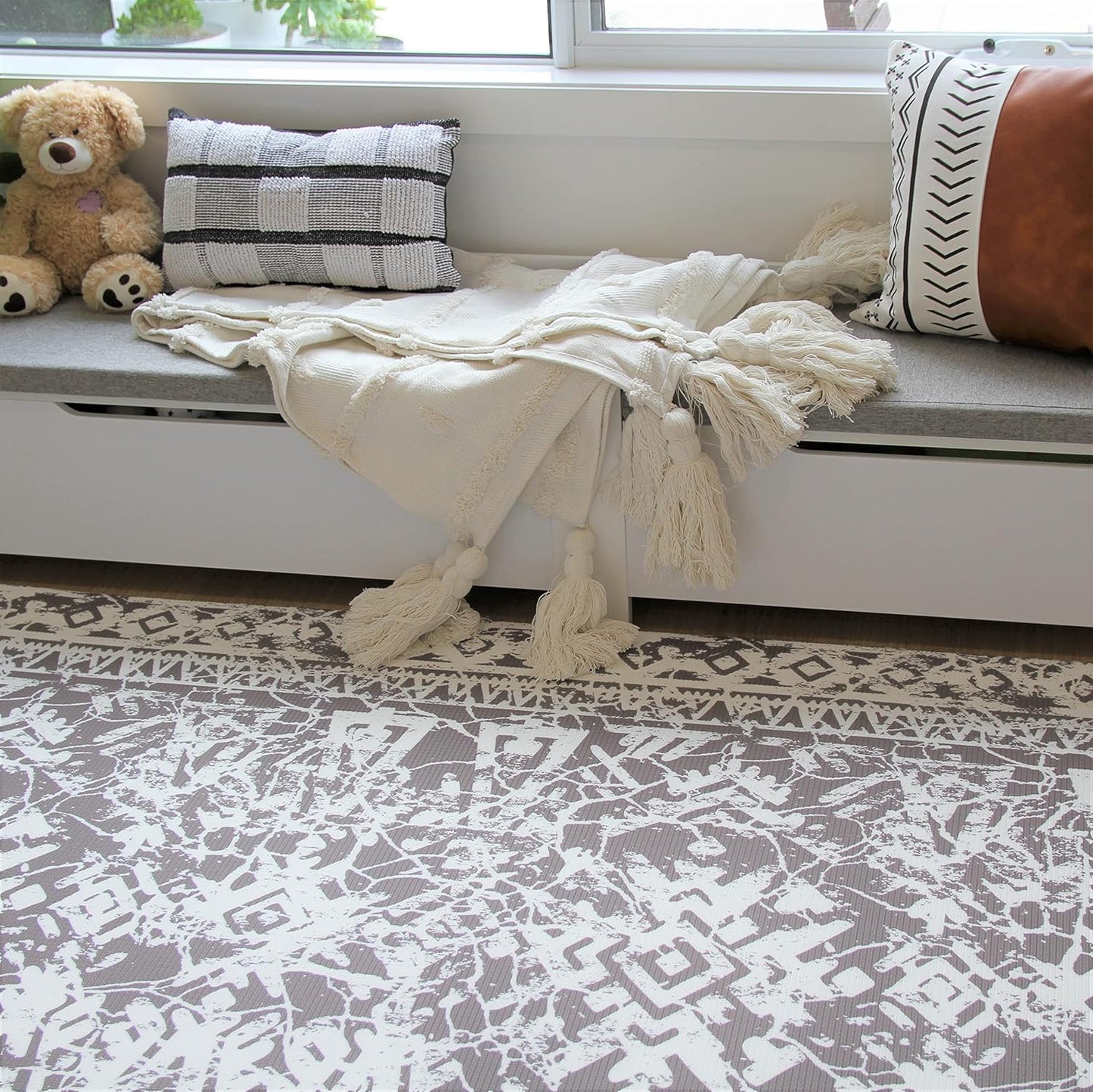 Cushmat Stylish Reversible Foam Play Mat (Large, Explorer - Ash Rose) - Soft, Waterproof, Durable Play mat for Infants, Babies, Toddler, Kids & Grownup - 6.5ft x 4.5ft