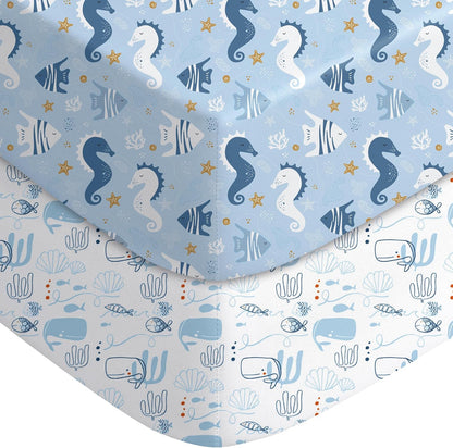 Yoofoss Baby Crib Sheets 2 Pack for Boys and Girls - 52x28 Fitted Crib Sheet Neutral Fits for