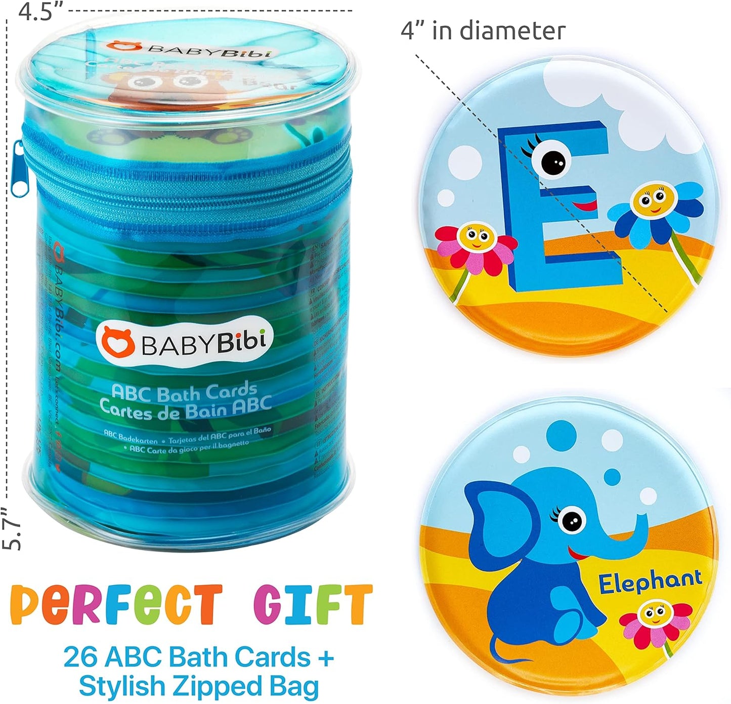 Floating Animals & Alphabet Flash Cards for Bathtub - Preschool Learning Toddler Flash Cards