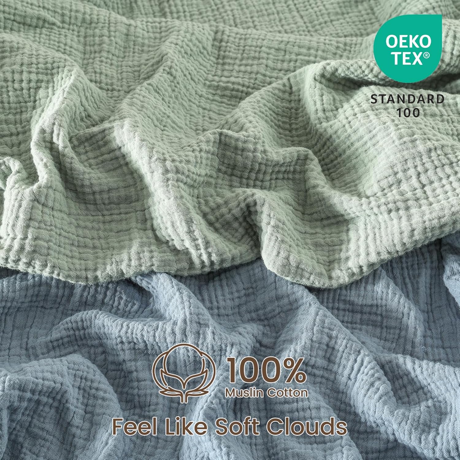 david's kids Muslin Crib Sheets for Boys Girls, 2 Pack 100% Cotton Soft Breathable Fitted Baby