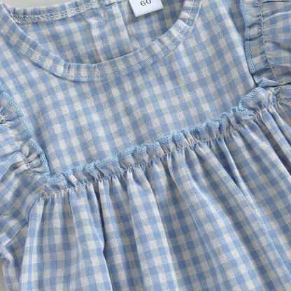 Douhoow Infant Baby Girl Plaid Romper Baby Sweatshirt Romper Ruffle Festival Clothes Fall Winter Outfits with Headband