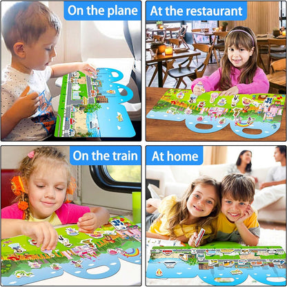 Reusable Sticker Books for Toddlers 1-3, Jelly Sticker Books for Kids 2-4, Vehicle Stickers for Kids