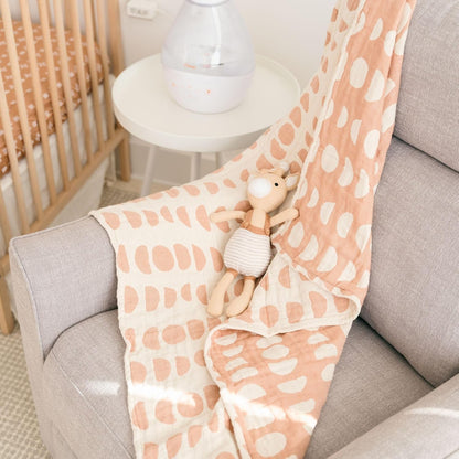 Crane Baby Moon Phase Cotton Baby Blanket 30” x 40”, Soft Cotton Muslin Nursery and Stroller