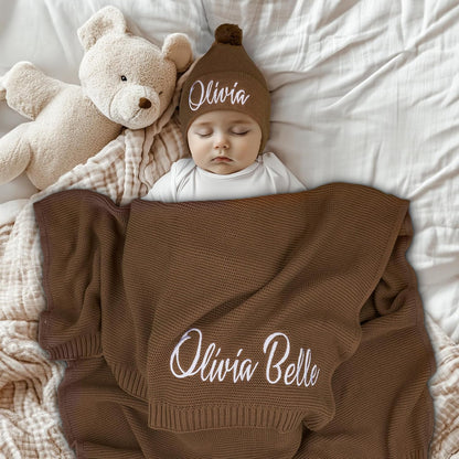 Personalized Baby Blanket, 100% Organic Certified Cotton, Customized Swaddle Blanket with Name