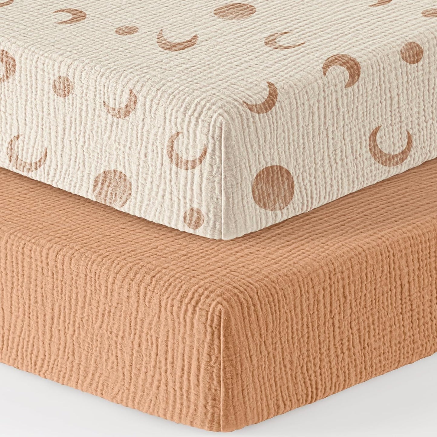 Bearmoss Muslin Mini Crib Sheets for Pack N Play Mattress - 100% Cotton - 38"x24" Soft Breathable