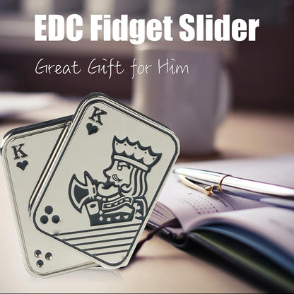 New Decompression Metal Poker Fidget_Slider，Manually Rotate Adult Office Decompression Toys to Relieve Pressure, Tabletop Toys for Adults, （Love KK）