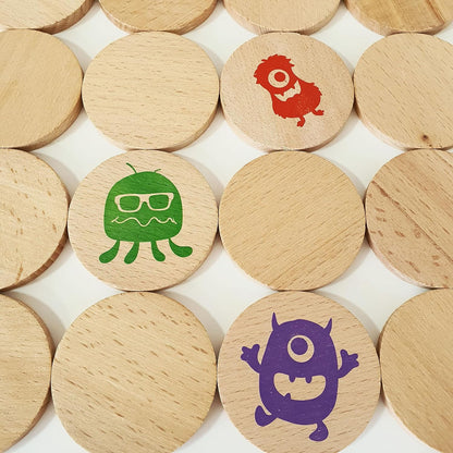 bee smart Wooden Memory Game - Matching Memory Game for Kids 3 and Up, 16Pcs | Educational Toy for Preschool Toddlers Board Games (Monsters)
