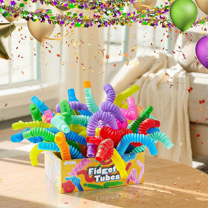 JOYIN 36 Pack Pop Tubes, Sensory Toys（Small） Fidget Tubes Party Favors - 9 Colors, Connectable and Extendable for Stress Relief - Perfect for Party, Classroom Exchange, School Reward