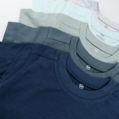 5-Pack Short Sleeve T-Shirts 100% Organic Cotton Baby, Toddler, Little Kid, Boy, Girl, Unisex