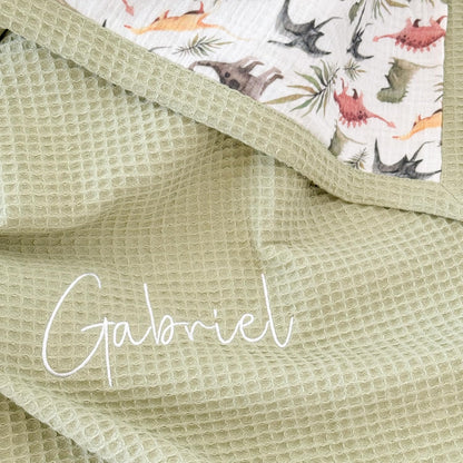 Personalized Baby Blanket with Name – Handmade 100% Organic Cotton Newborn Gift | Custom Knit