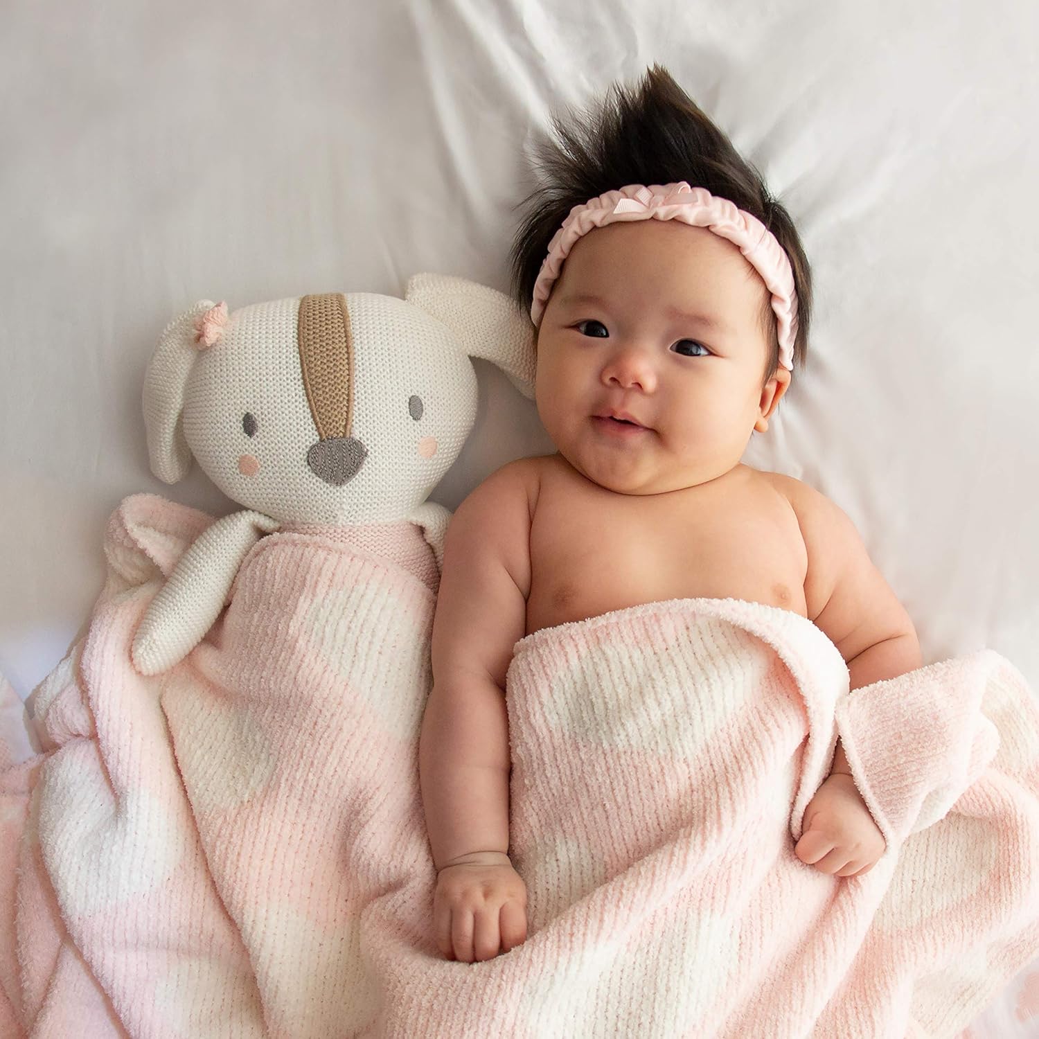 Living Textiles Pink Hearts Chenille Soft Baby Blanket Reversible Premium Cozy Fabric for Best