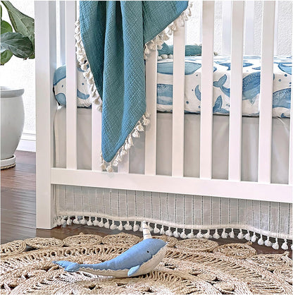 Crane Baby Ocean Crib Sheet, 100% Cotton Fitted Sheet, 28" x 52", Crib Sheets for Boys, Toddler Bed