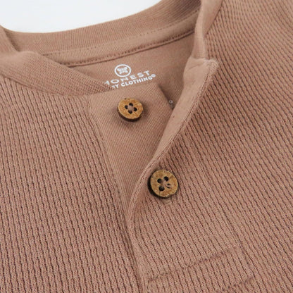 HonestBaby 5-pack Waffle Henley Long Sleeve Shirts 100% Organic Cotton for Infant Baby and Toddler Boys, Unisex