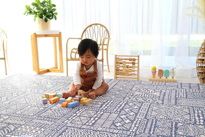 Cushmat Stylish Reversible Foam Play Mat (Large, Explorer - Cloud Indigo) - Soft, Waterproof, Durable Play mat for Infants, Babies, Toddler, Kids & Grownup - 6.5ft x 4.5ft
