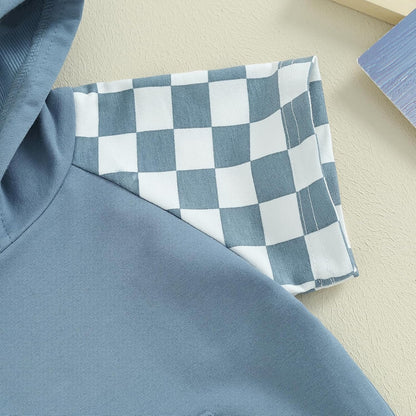 Toddler Baby Boy Summer Hooded Outfit Contrast Color Short Sleeve T Shirt Top Elastic Shorts Summer Clothes Set
