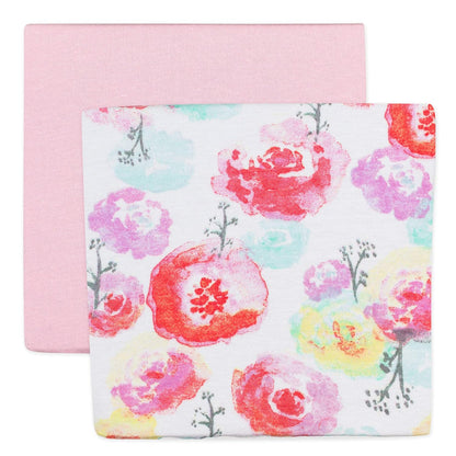 HonestBaby Organic Cotton Changing Pad Covers (Set of Two), Rose Blossom/Pink, One Size