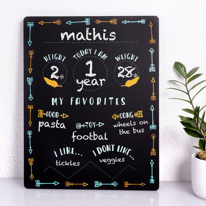 Tiny Idea’s Arrows Baby Milestone Chalkboard, Gender-Neutral Baby Photo Prop, Baby Décor Accessory
