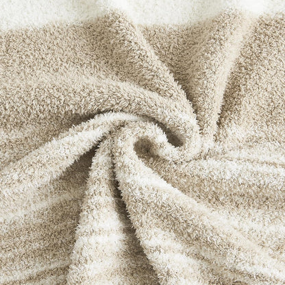 WRENGONGE Khaki Throw Blanket, 50x70 Soft Cozy Striped Throw Blankets for Couch, Sofa, Bed, Travel