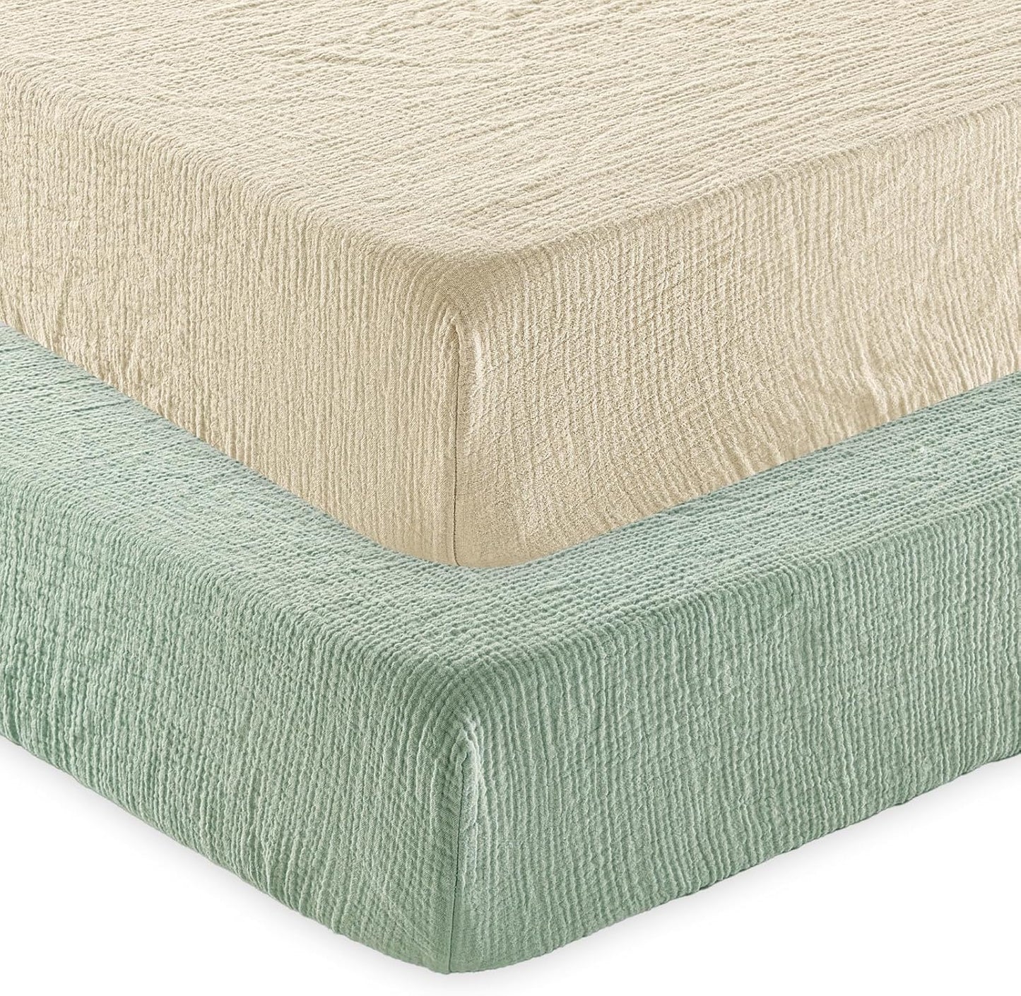 david's kids Muslin Crib Sheets for Boys Girls, 2 Pack 100% Cotton Soft Breathable Fitted Baby