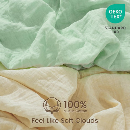david's kids Muslin Crib Sheets for Boys Girls, 2 Pack 100% Cotton Soft Breathable Fitted Baby