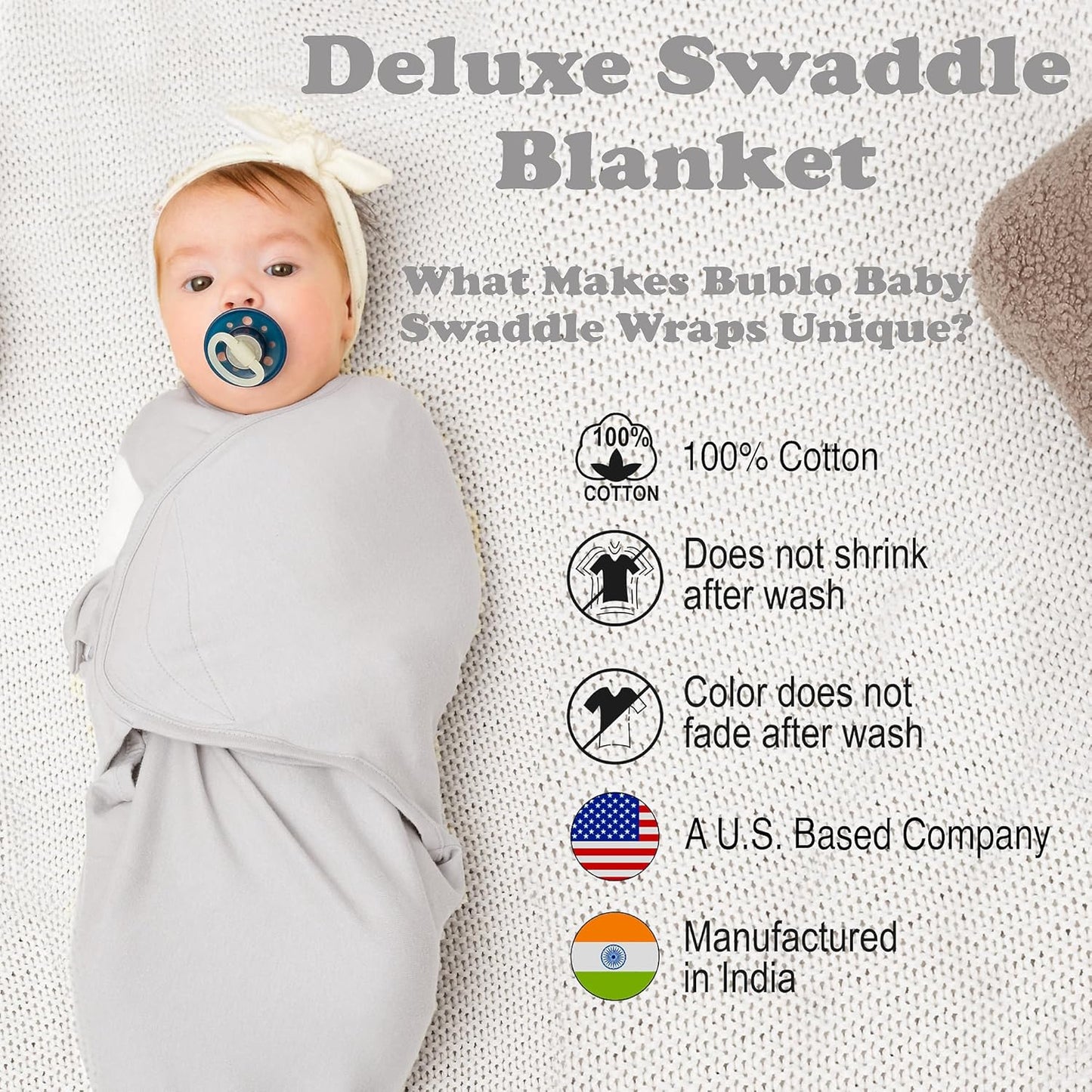 Bublo Baby Swaddles for Newborns - 3 Pack Baby Swaddles for 0-3 Months - Baby Swaddle Sleep Sack