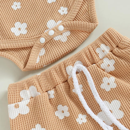fhutpw Baby Girl Clothes Summer Cute Outfits 3 6 12 18 Months Spaghetti Strap Romper & Floarl Shorts Sets
