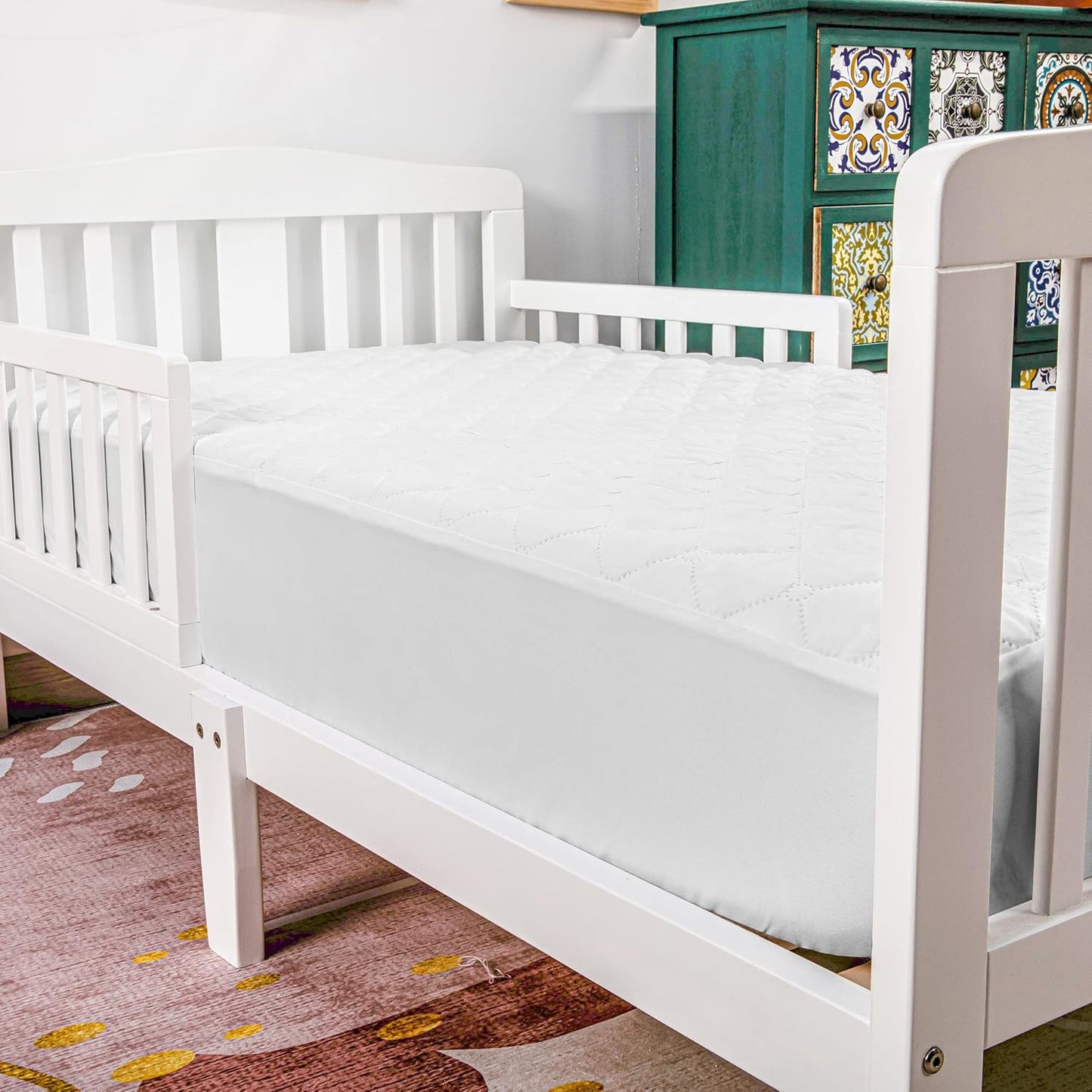 NTBAY 2 Pack Waterproof Crib Mattress Protector, Quilted 28"x52" Toddler Fitted Sheet - Machine