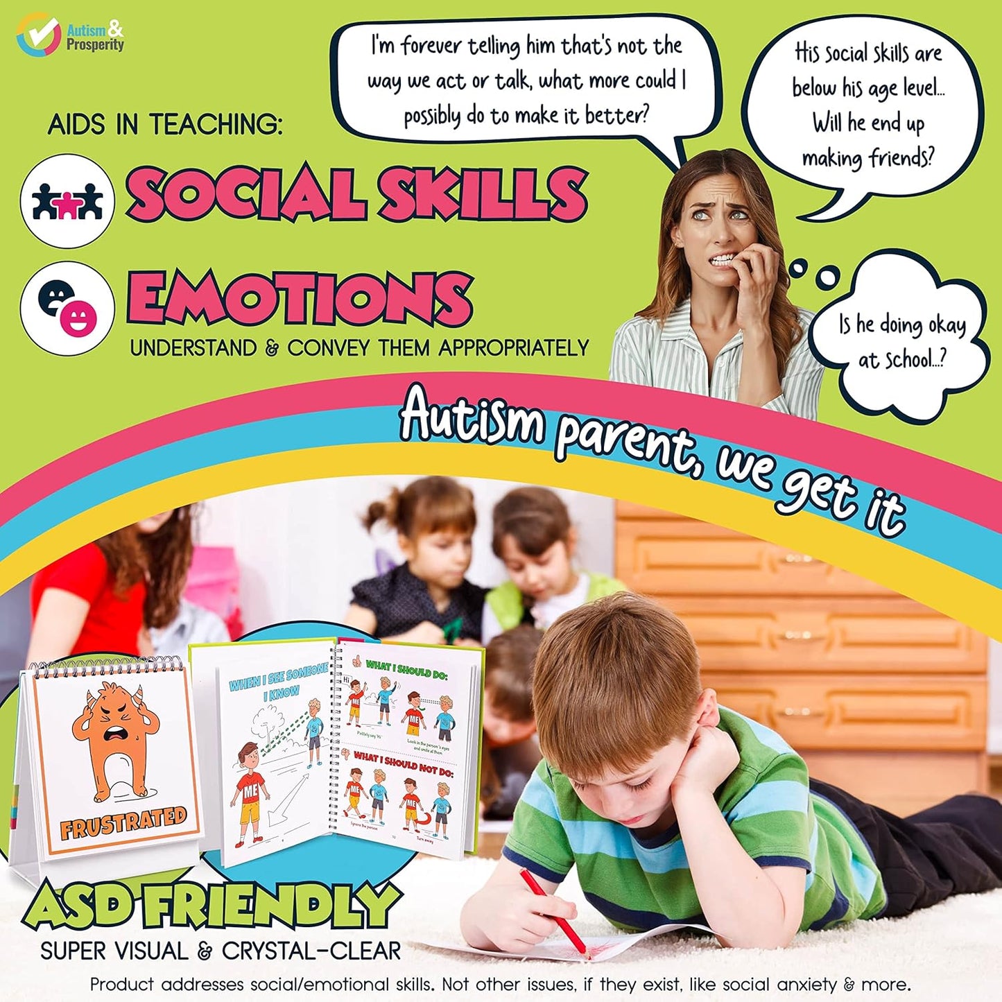 Kids Emotions & Social Life Skills Autistic Children Set ASD Child Boys Girl Teen Learning Materials Toys Game Sensory Special Needs No 1-3 Toddlers Age Gifts 3 4 5-7 8-12 Products