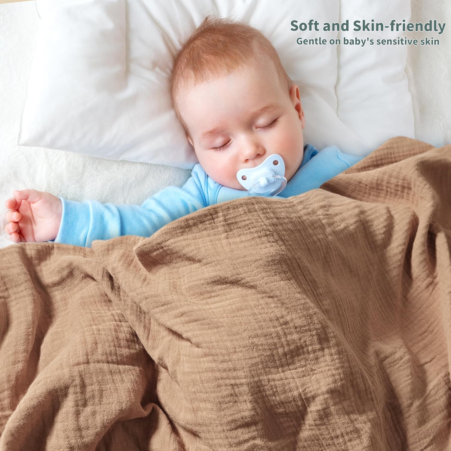 Muslin Swaddle Blankets for Newborn, 2 Pack Breathable Soft Receiving Blanket, Large 41 x 41 inches