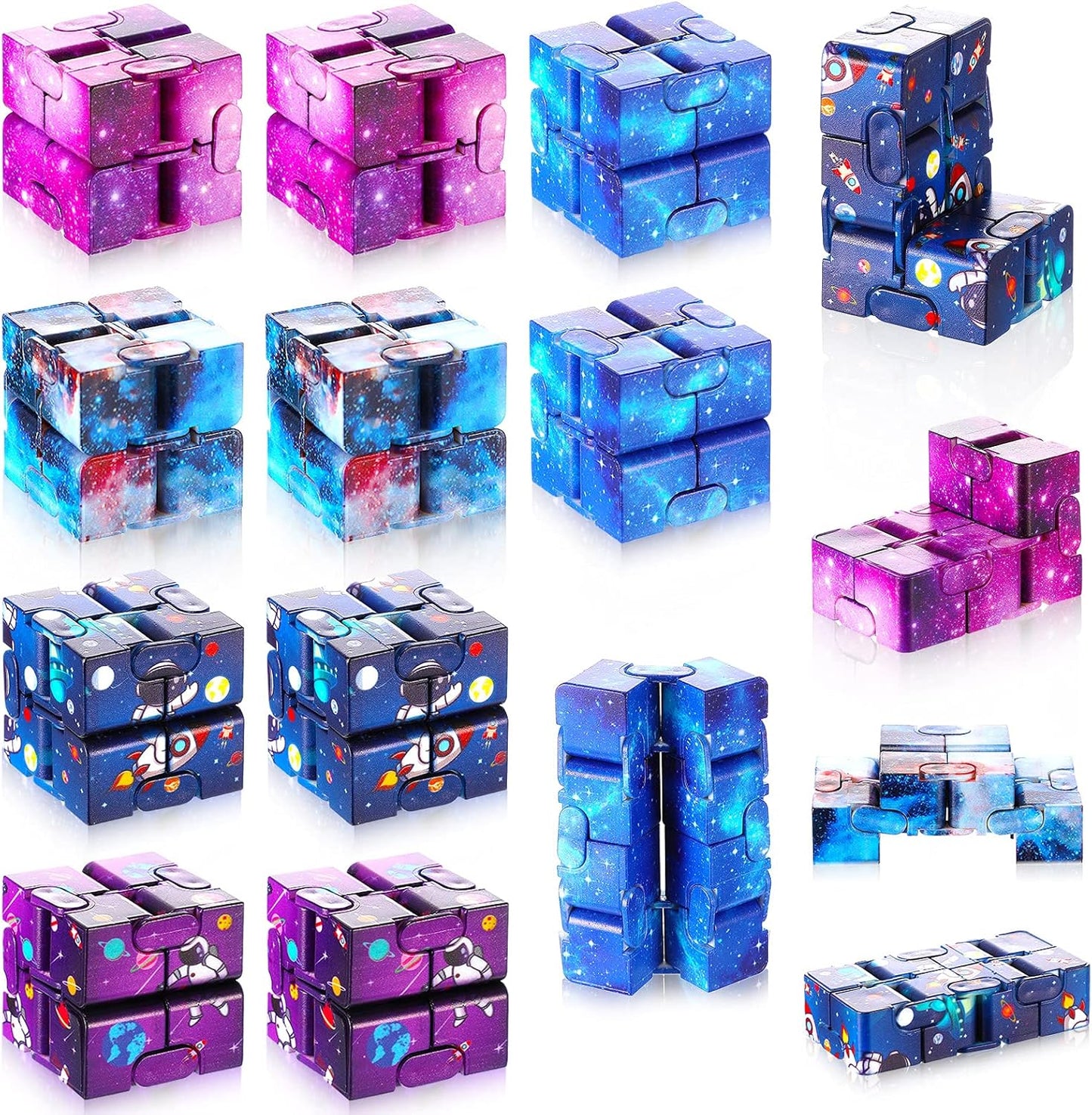 Galaxy Infinity Space Astronaut Infinity Toy Stress and Anxiety Relief Cool Hand Mini Kill Time Cube Toys for ADHD Teens Adults, 5 Styles (Graceful Style, 20 Pieces)