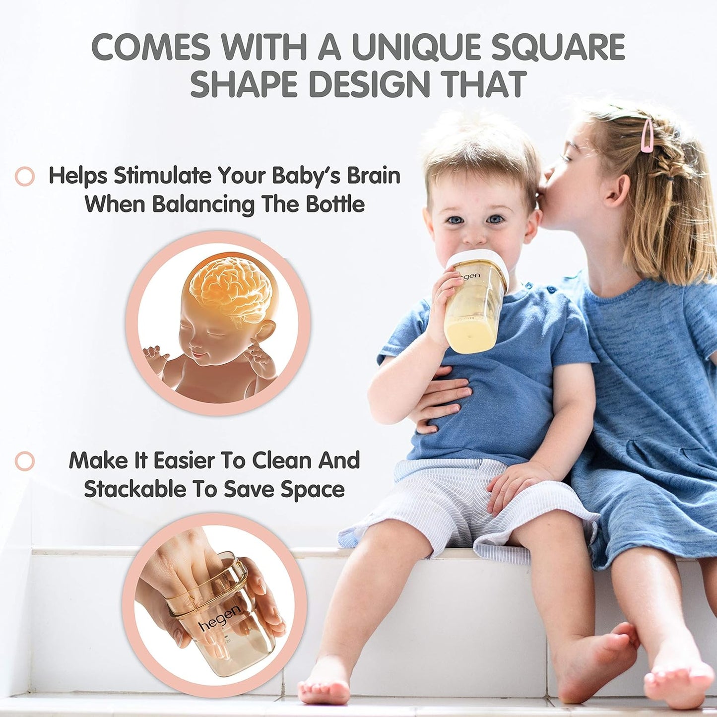 hegen Baby Bottles - Anti Colic Baby Bottles Wide Neck - Breastfeeding System 5 oz with Slow Flow