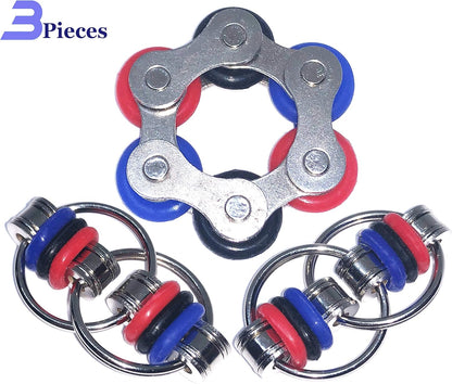 Fidget Toys Roller Chain - Stress Relief Perfect for ADHD, ADD, Anxiety in Classroom, Office, School, Work for Students, Teens, Adults Stocking Stuffers Gifts (3 Piece Style 1)