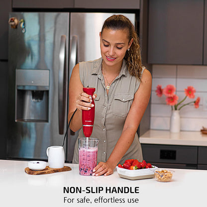 OVENTE Immersion Hand Blender, 300W Electric Handheld Portable Stick Mixer Set with 2 Mixing Speed
