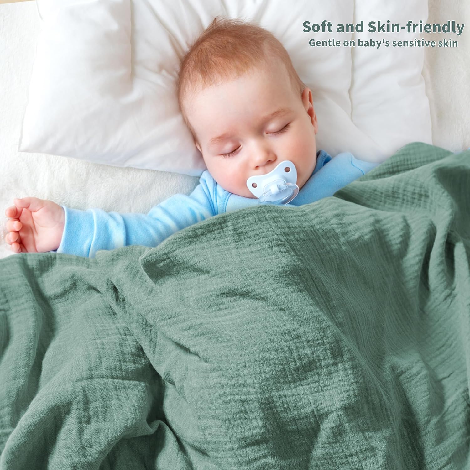Muslin Swaddle Blankets for Newborn, 2 Pack Breathable Soft Receiving Blanket, Large 41 x 41 inches