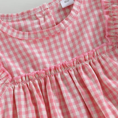 Douhoow Infant Baby Girl Plaid Romper Baby Sweatshirt Romper Ruffle Festival Clothes Fall Winter Outfits with Headband